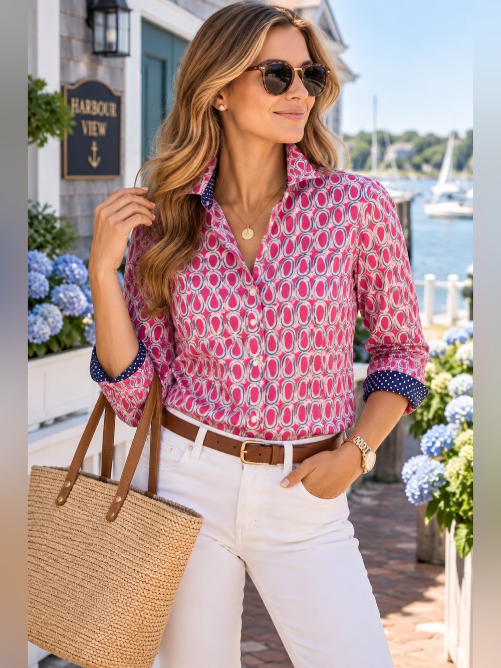 Isabella Sinclair Pink Paisley Button Down Shirt XS Cotton Preppy Top